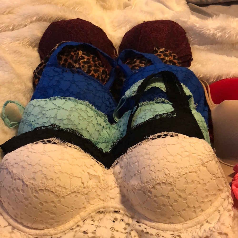 Bundle of 9 pink bras and braletts